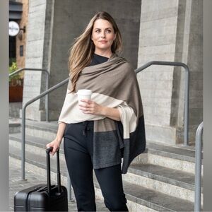 ZESTT ORGANIC COTTON TRAVEL SCARF BROWNSTONE COLOR BLOCK NWT